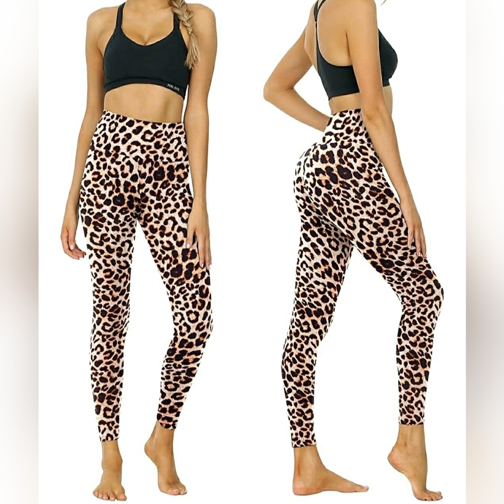 High-Waist Leopard Print Leggings - L-XL